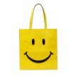 画像1: Big Smiley Face Smile tote bag ユニセックス 男女兼用 スマイル スマイリーフェイス ニコちゃん  イエロー ショッパートート  バッグ (1)