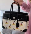 画像3: Mickey print genuine leather handle canvas black tote shoulder crossbody bag　ミッキープリントレザーハンドルキャンバスBKトート ショルダークロスボディバッグ　 (3)