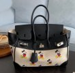 画像8: Mickey print genuine leather handle canvas black tote shoulder crossbody bag　ミッキープリントレザーハンドルキャンバスBKトート ショルダークロスボディバッグ　 (8)