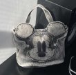 画像3: Mickey Mouse Washed Denim Portable Crossbody Tote Shoulder Bag Handbag   ミッキーマウスウォッシュデニムポータブルクロスボディトートショルダーバッグハンドバッグ (3)