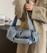 画像5: Multi-pocket denim underarm tote shoulder bag Handbag   ウォッシュデニムマルチポケットアンダーアームトートショルダーバッグハンドバッグ (5)