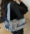 画像6: Multi-pocket denim underarm tote shoulder bag Handbag   ウォッシュデニムマルチポケットアンダーアームトートショルダーバッグハンドバッグ (6)