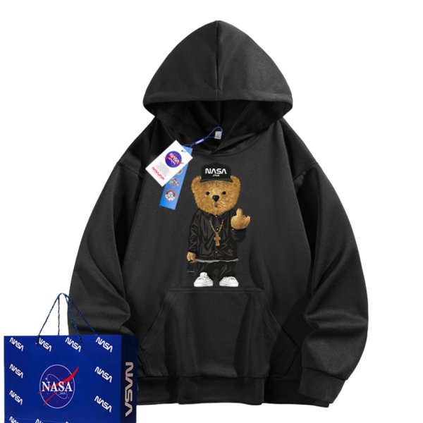 画像1: SALE セール NASA men's Loose Compton Bear hip hop street fashion long-sleeved sweater shirt　ユニセックス男女兼用 ナサ コンプトン ベアー クマ プリントフーディーパーカー スウェット (1)