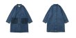 画像2: Washed denim mid-length over-the-knee workwear coat jacket　ユニセックス 男女兼用 ウォッシュデニムミッドレングスコートジャケット (2)