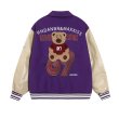 画像3: Cute bear towel embroidered lapel jacketStadium Jumper baseball uniform jumper  blouson ユニセックス 男女兼用ベア熊エンブレム スタジアムジャンパー スタジャン MA-1 ボンバー ジャケット ブルゾン (3)