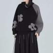 画像7: Flower color matching thick sweater knitted　フラワー セーターラウンドネック プルオーバー (7)