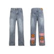 画像1: Unisex Flower pile embroidered straight denim pants  Jeans 男女兼用 ユニセックスフラワー花パイル刺繍  ストレートデニム パンツ (1)