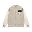 画像4: Flower embroidered leather sleeve hip hop stadium jacket Stadium Jumper baseball uniform jumper  blouson ユニセックス 男女兼用フラワー刺繍レザースリーブ ヒップホップ スタジアムジャンパー スタジャン MA-1 ボンバー  (4)