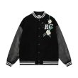 画像5: Flower embroidered leather sleeve hip hop stadium jacket Stadium Jumper baseball uniform jumper  blouson ユニセックス 男女兼用フラワー刺繍レザースリーブ ヒップホップ スタジアムジャンパー スタジャン MA-1 ボンバー  (5)