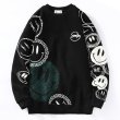 画像1: Smile Face Printing Sweater Men's Loose Casual Wild Round Neck Pullover Jacket プルオーバージャケット オーバーサイズ ユニセックス 男女兼用スマイル ニコちゃん スウェット トレーナー (1)