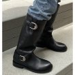 画像5: French retro belt buckle long night boots   フレンチレトロベルトバックルロングナイトブーツ (5)