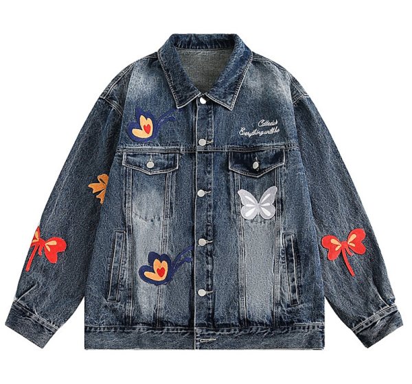 画像1: Butterfly Emblem Denim G-Jean Jacket blouson ユニセックス 男女兼用 バタフライエンブレムGジャン ジャケットブルゾン (1)