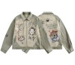 画像1: Old Graffiti Clown Print Lapel Jacket　ユニセックス 男女兼用 オールドグラフィティピエロプリントラペルジャケットトレンディ ジャケット (1)