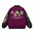 画像4: Bulldog & Comic Embroidery Stadium Jumper baseball uniform jumper  blouson ユニセックス 男女兼用ブルドッグ＆コミック刺繍 スタジアムジャンパー スタジャン MA-1 ボンバー ジャケット ブルゾン (4)