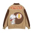 画像2: Snoopy embroidered lapel jacket blouson ユニセックス 男女兼用スヌーピー＆ウッドストック刺繍 スタジアムジャンパー スタジャン MA-1 ボンバー ジャケット ブルゾン (2)