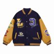 画像3: Bulldog & Comic Embroidery Stadium Jumper baseball uniform jumper  blouson ユニセックス 男女兼用ブルドッグ＆コミック刺繍 スタジアムジャンパー スタジャン MA-1 ボンバー ジャケット ブルゾン (3)