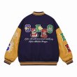 画像5: Bulldog & Comic Embroidery Stadium Jumper baseball uniform jumper  blouson ユニセックス 男女兼用ブルドッグ＆コミック刺繍 スタジアムジャンパー スタジャン MA-1 ボンバー ジャケット ブルゾン (5)