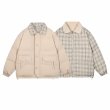 画像2: Unisex Color block check pattern reversible down jacket　男女兼用カラーブロックチェック柄リバーシブル 中綿 ダウン ジャケット (2)