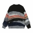 画像4: Tassel contrast color splicing loose round neck sweater knitted　タッセルフリンジコントラストカラーラウンドネック プルオーバー (4)