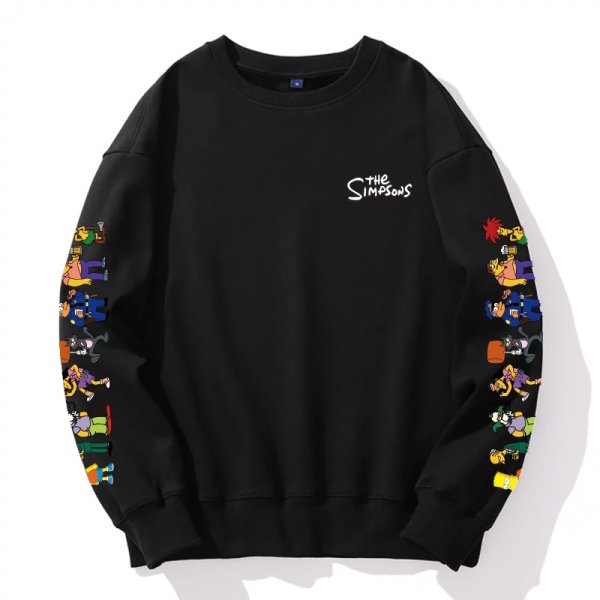 画像1: Unisex Simpson Simpsons Sleeve Print Sweat Pullover 男女兼用 ラウンドネック シンプソン シンプソンズ ショルダープリント スウェット トレーナー プルオーバー (1)