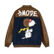 画像2: Biker Snoopy Lapel  jacket blouson ユニセックス 男女兼用バイカースヌーピー刺繍 ラペルジャンパー スタジャン MA-1 ボンバー ジャケット ブルゾン (2)