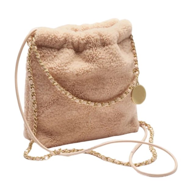 画像1: Fur Chain Shoulder Crossbody Bag 　ファーチェーンショルダークロスボデーバック (1)