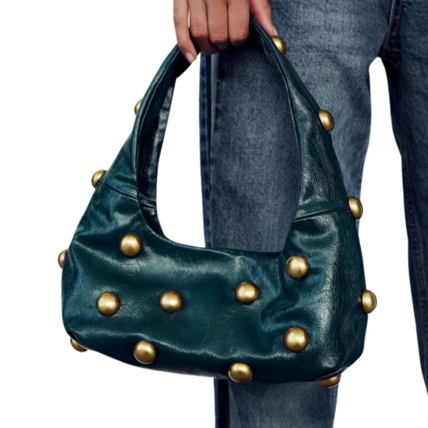 画像1: Bijou studded shoulder bag arm pito bag Hobo bag ビジュー スタッズ 付きショルダーバッグ アームピトバッグ (1)