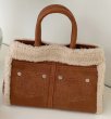 画像6: Square Lambswool Matte Leather Tote Shoulder Crossbody Bag　スクエアラムウールマットレザートートショルダークロスボディーバッグ (6)