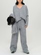 画像5: Wool Knitted V-Neck Sweater With Scarf and Wie Leg Pants 3 Piece Suit ウール ニット V ネック セーター、スカーフ、ウィーレッグ パンツ付き 3 ピース スーツ (5)