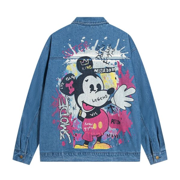 画像1: 3MODE SISTER Mickey Mouse graphic paint graffiti denim jacket G Jean Jacket blouson ユニセックス 男女兼用 ミッキー ミッキーマウス 落書き グラフィティペイント グラフィックペイント デニムGジャケット ブルゾン (1)