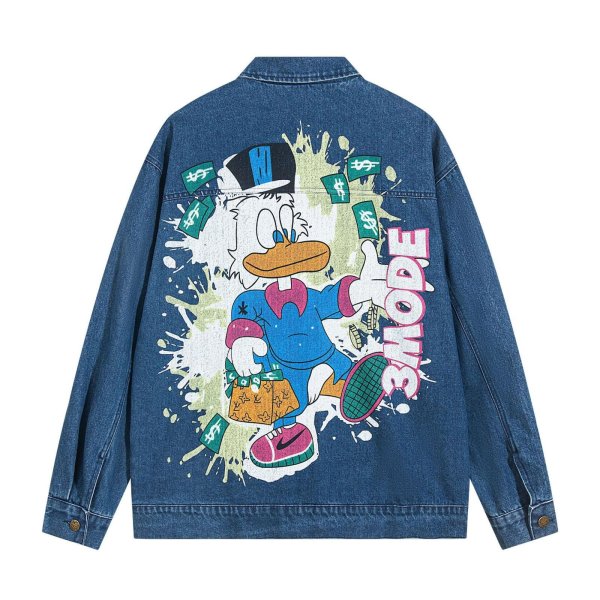 画像1: 3MODE SISTER Donald Duck graphic paint graffiti denim jacket G Jean Jacket blouson ユニセックス 男女兼用 ドナルドダック 落書き グラフィティペイント グラフィックペイント デニムGジャケット ブルゾン (1)