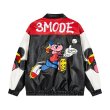 画像1: 3MODE sister Retro Vintage Mickey Mouse Embroidery Leather Jacket Blouson ユニセックス 男女兼用ミッキーマウス刺繍 レザージャケット ジャンパー スタジャン MA-1 ボンバー ジャケット ブルゾン (1)