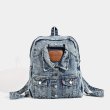 画像2: Washed denim G jacket style backpackTote Shoulder Bag Handbag   ウォッシュデニムGジャンスタイルバックパックリュックトートショルダーバッグ (2)