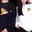 画像3: Unisex Zipper & Face-out Bear  Crew Neck Sweatshirt Pullover 男女兼用 ラウンドネック ファスナー＆顔出しベア熊プリント スウェット トレーナー プルオーバー (3)