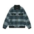 画像2: Gradient check pattern lapel wool jacket coat blouson ユニセックス 男女兼用グラデーションチェック柄ラペルウールジャケット コートスタジャン MA-1 ボンバー  (2)