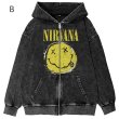 画像2: Nirvana Retro Old Washed Zip Hoodie Sweatshirt Jacket　ユニセックス男女兼用 ニルヴァーナ  レトロ オールド ウォッシュド ジップ フーディスウェットシャツ ジャケット (2)