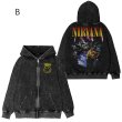 画像2: Nirvana Retro Old Washed Zip Hoodie Sweatshirt Jacket(1)　ユニセックス男女兼用 ニルヴァーナ  レトロ オールド ウォッシュド ジップ フーディスウェットシャツ ジャケット(1)　 (2)