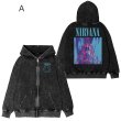 画像1: Nirvana Retro Old Washed Zip Hoodie Sweatshirt Jacket(1)　ユニセックス男女兼用 ニルヴァーナ  レトロ オールド ウォッシュド ジップ フーディスウェットシャツ ジャケット(1)　 (1)