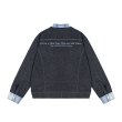 画像7: Splicing zip-up check collar point denim jacket ユニセックス 男女兼用  スプライシングジップアップチェック柄襟デニムジャケット スタジャンブルゾン (7)