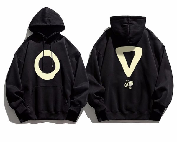 画像1: Circle and triangle print hoodie　ユニセックス男女兼用 サークル＆トライアングルプリント フーディパーカースウェットシャツ ジャケット (1)