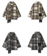 画像8: Checked scarf collar fleece coat jacket　スカーフ襟デザインチェック柄 フリースコート (8)