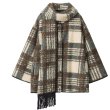 画像2: Checked scarf collar fleece coat jacket　スカーフ襟デザインチェック柄 フリースコート (2)