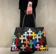 画像3: Multi Color Cross Colorful Cross Emblem Leather Tote Shoulder Guardian Bag  男女兼用ユニセックスマルチカラー 十字架 クロスパッチ付きレザートートショルダーガ―ディンパーティーバック  (3)