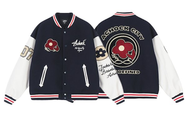 画像1:  Floral embroidered stadium jacketbaseball uniform jumper  blouson ユニセックス 男女兼用フラワー刺繍スタジャンスタジアムジャンパー スタジャン MA-1 ボンバー  (1)