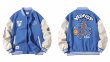 画像1: Unisex Basketball Embroidery stadium jacketbaseball uniform jumper  blouson ユニセックス 男女兼用バスケットボール刺繍スタジャンスタジアムジャンパー スタジャン MA-1 ボンバー  (1)