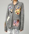 画像2: Zip-up patch panda knit cardigan　 パンダ＆フラワーパッチワーク付きジップアップカーディガン (2)