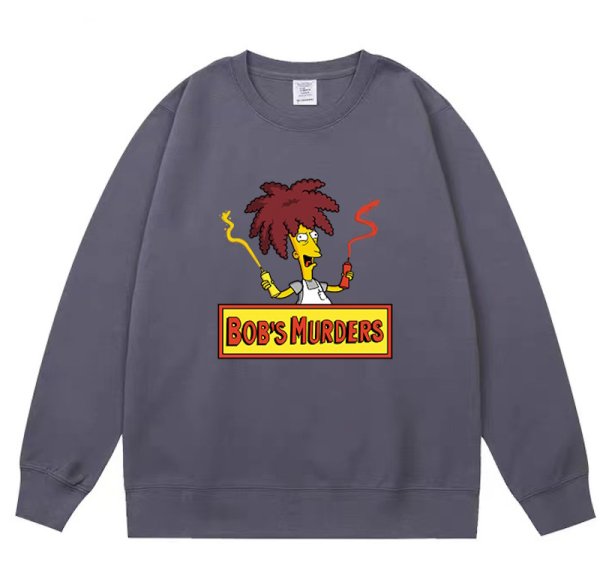 画像1: Unisex Bart Simpson BOB'S HURDERS logo round neck sweatshirt   Pullover  男女兼用 バートシンプソンBOB'S HURDERSロゴラウンドネック スウェット トレーナー プルオーバー (1)