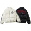 画像1: Street Embroidered Leather Down Jacket　ユニセックス 男女兼用 レザーストリート刺繍レザーダウンジャケットジャンパー スタジャン  (1)