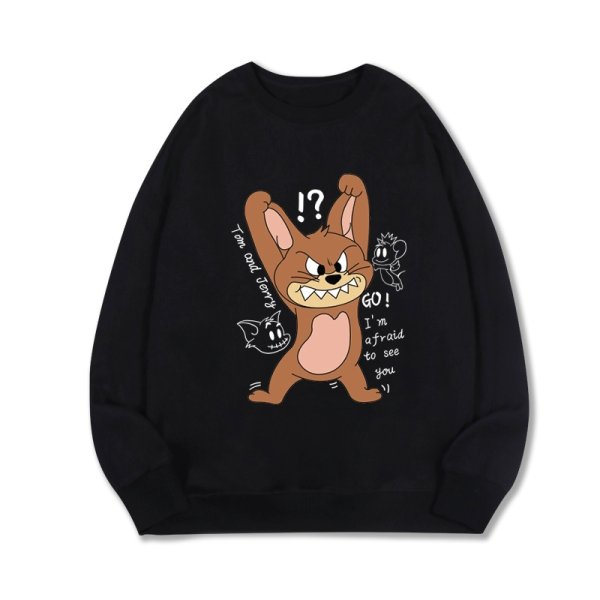 画像1: Unisex Angry Tom & Jerry Parker round neck hooded sweater ユニセックス男女兼用  トム と ジェリープリント フーディー パーカー スウェット トレーナー (1)