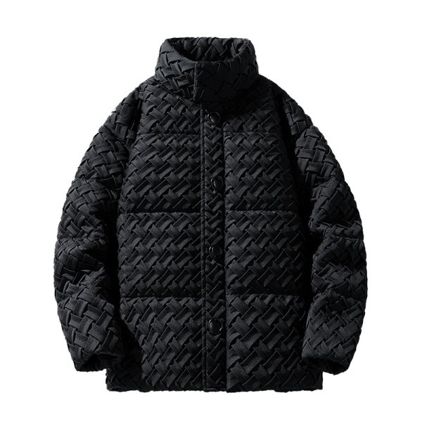 画像1: Stand collar mesh woven down jacket　ユニセックス 男女兼用 スタンドカラーメッシュ編み込みダウンジャケットジャンパー (1)